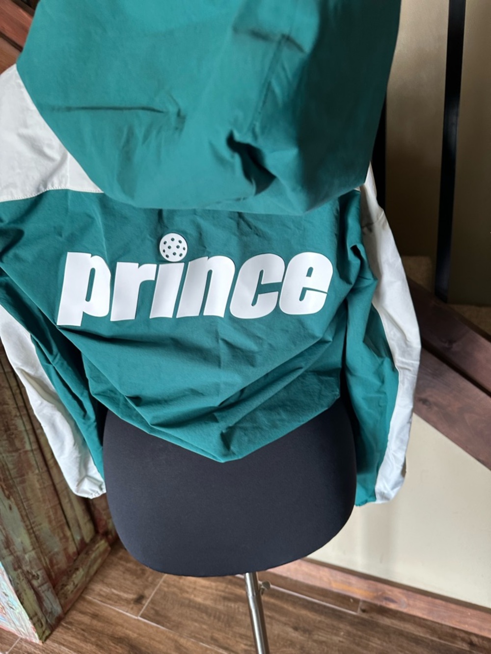 NWT Prince Forrest Green Women’s sz L. Crop Hooded Jacket with White Stripes